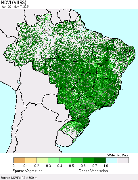 Brazil NDVI (VIIRS) Thematic Map For 4/30/2024 - 5/7/2024