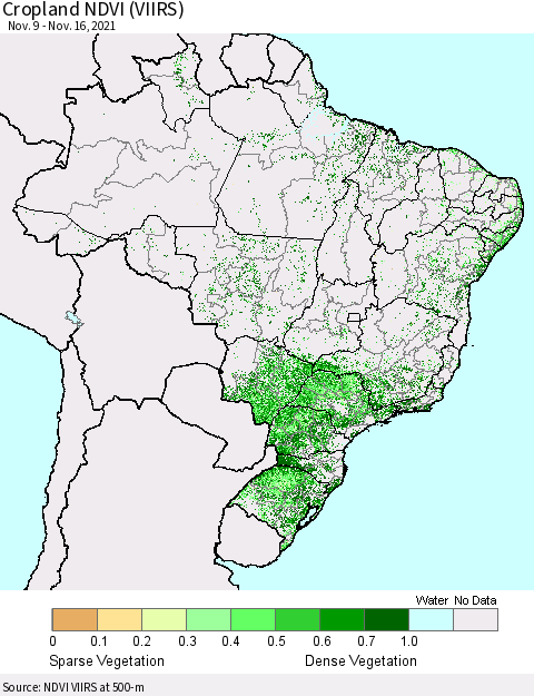 Brazil Cropland NDVI (VIIRS) Thematic Map For 11/9/2021 - 11/16/2021