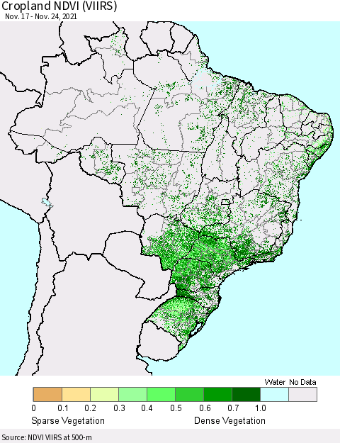 Brazil Cropland NDVI (VIIRS) Thematic Map For 11/17/2021 - 11/24/2021