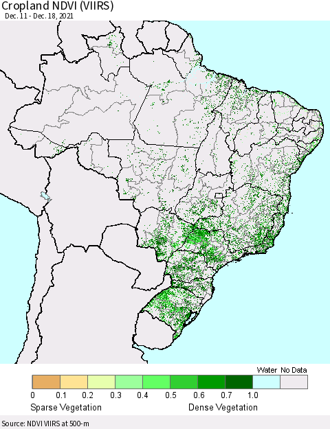 Brazil Cropland NDVI (VIIRS) Thematic Map For 12/11/2021 - 12/18/2021