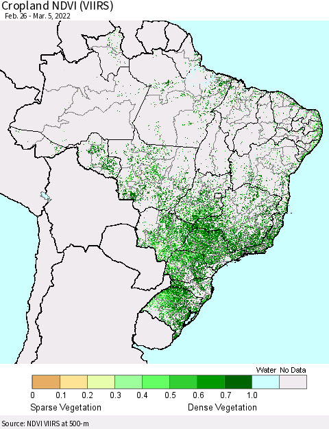Brazil Cropland NDVI (VIIRS) Thematic Map For 2/26/2022 - 3/5/2022
