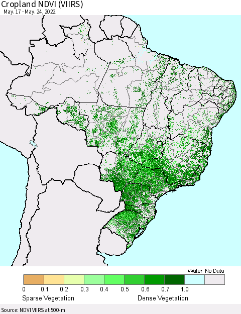 Brazil Cropland NDVI (VIIRS) Thematic Map For 5/17/2022 - 5/24/2022