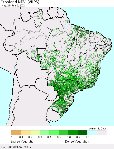Brazil Cropland NDVI (VIIRS) Thematic Map For 5/25/2022 - 6/1/2022