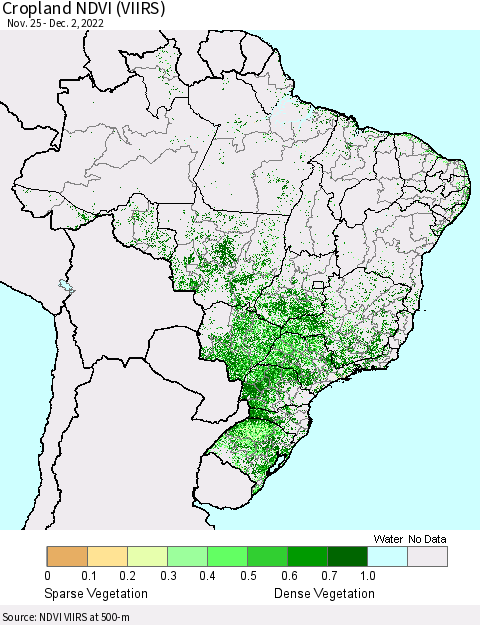 Brazil Cropland NDVI (VIIRS) Thematic Map For 11/25/2022 - 12/2/2022