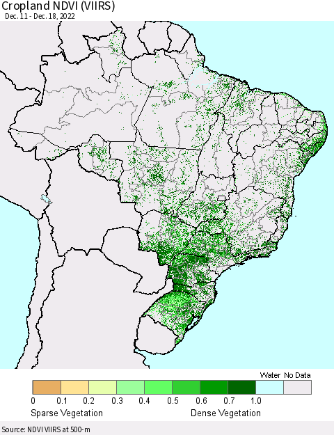 Brazil Cropland NDVI (VIIRS) Thematic Map For 12/11/2022 - 12/18/2022