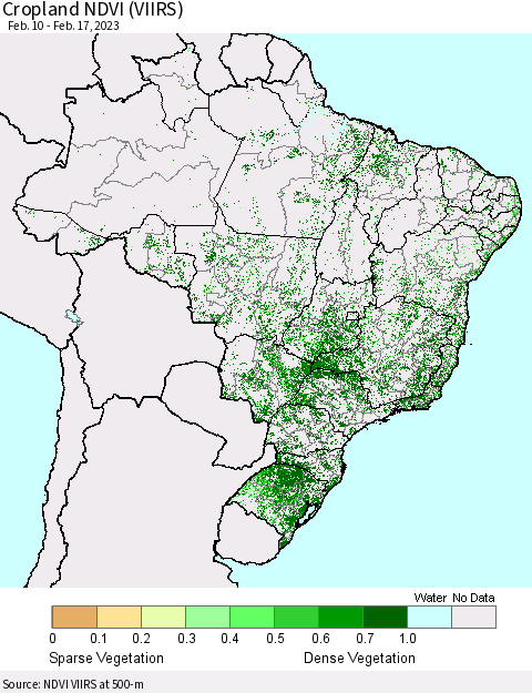 Brazil Cropland NDVI (VIIRS) Thematic Map For 2/10/2023 - 2/17/2023