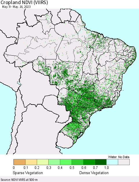 Brazil Cropland NDVI (VIIRS) Thematic Map For 5/9/2023 - 5/16/2023