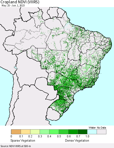 Brazil Cropland NDVI (VIIRS) Thematic Map For 5/25/2023 - 6/1/2023