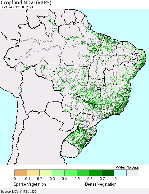 Brazil Cropland NDVI (VIIRS) Thematic Map For 10/24/2023 - 10/31/2023
