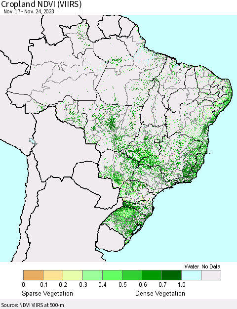 Brazil Cropland NDVI (VIIRS) Thematic Map For 11/17/2023 - 11/24/2023