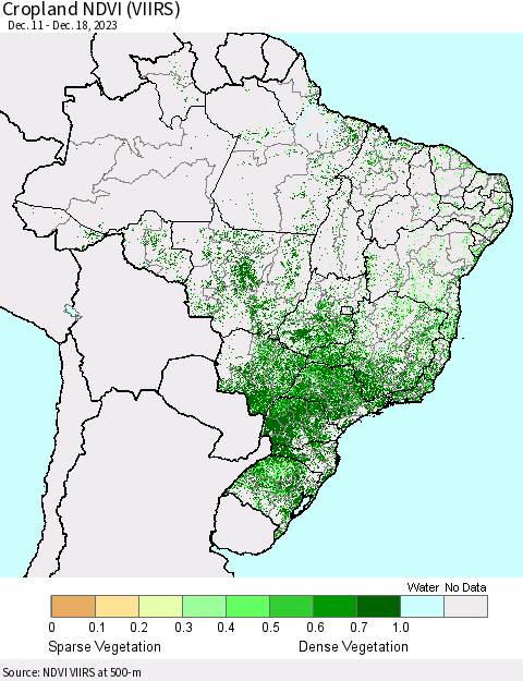 Brazil Cropland NDVI (VIIRS) Thematic Map For 12/11/2023 - 12/18/2023