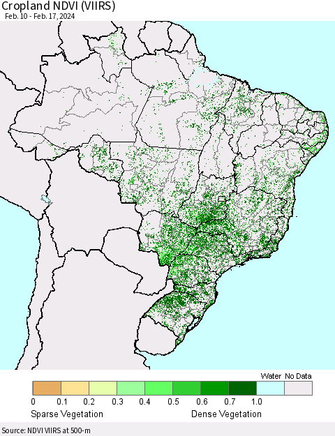 Brazil Cropland NDVI (VIIRS) Thematic Map For 2/10/2024 - 2/17/2024