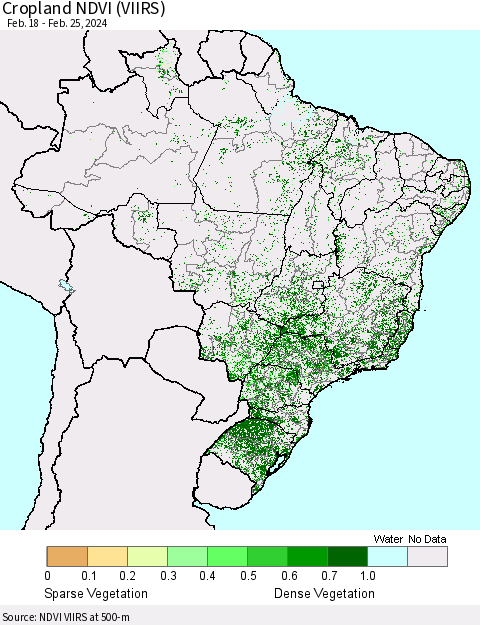 Brazil Cropland NDVI (VIIRS) Thematic Map For 2/18/2024 - 2/25/2024