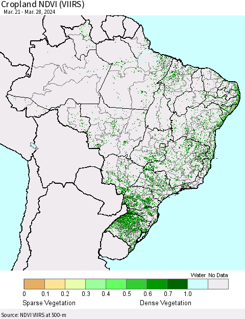 Brazil Cropland NDVI (VIIRS) Thematic Map For 3/21/2024 - 3/28/2024