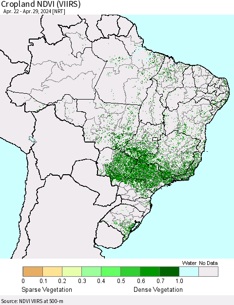 Brazil Cropland NDVI (VIIRS) Thematic Map For 4/22/2024 - 4/29/2024