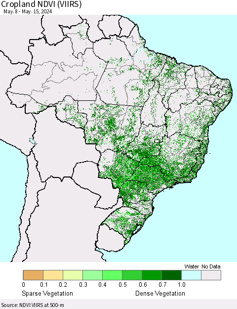 Brazil Cropland NDVI (VIIRS) Thematic Map For 5/8/2024 - 5/15/2024