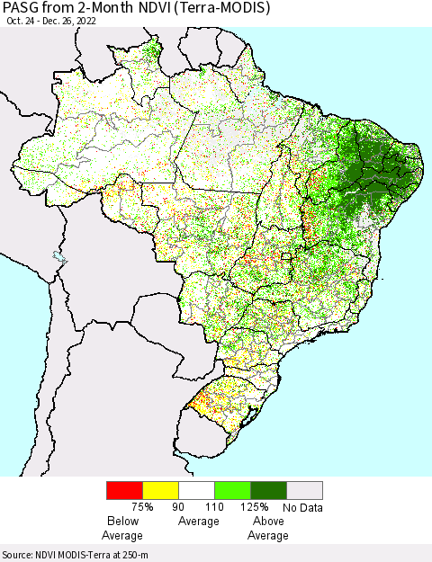 Brazil PASG from 2-Month NDVI (Terra-MODIS) Thematic Map For 12/19/2022 - 12/26/2022