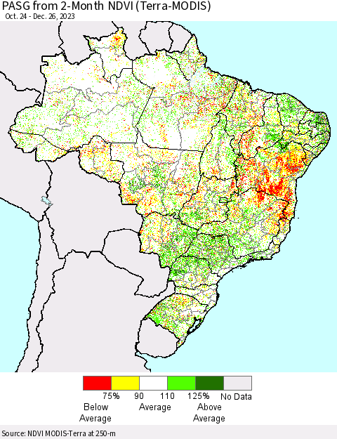 Brazil PASG from 2-Month NDVI (Terra-MODIS) Thematic Map For 12/19/2023 - 12/26/2023