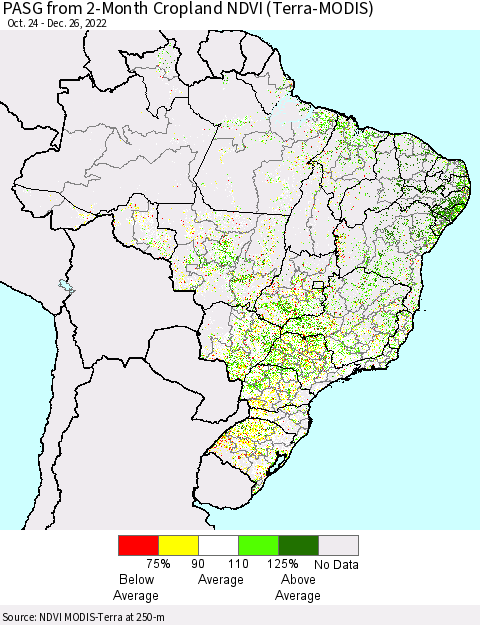 Brazil PASG from 2-Month Cropland NDVI (Terra-MODIS) Thematic Map For 12/19/2022 - 12/26/2022