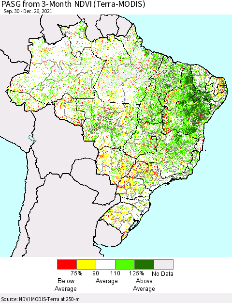 Brazil PASG from 3-Month NDVI (Terra-MODIS) Thematic Map For 12/19/2021 - 12/26/2021