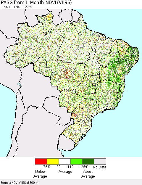 Brazil PASG from 1-Month NDVI (VIIRS) Thematic Map For 2/10/2024 - 2/17/2024