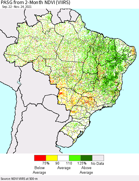 Brazil PASG from 2-Month NDVI (VIIRS) Thematic Map For 11/17/2021 - 11/24/2021