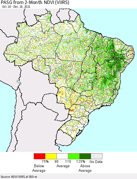 Brazil PASG from 2-Month NDVI (VIIRS) Thematic Map For 12/11/2021 - 12/18/2021