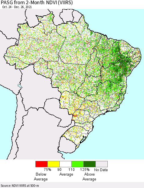 Brazil PASG from 2-Month NDVI (VIIRS) Thematic Map For 12/19/2021 - 12/26/2021