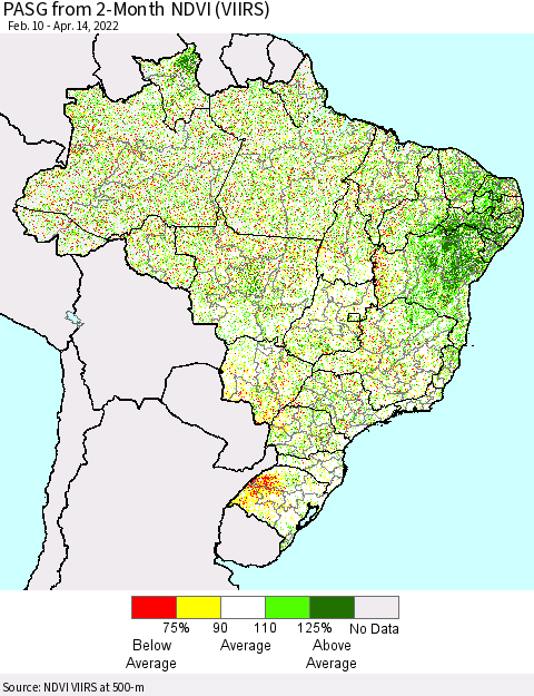 Brazil PASG from 2-Month NDVI (VIIRS) Thematic Map For 4/7/2022 - 4/14/2022