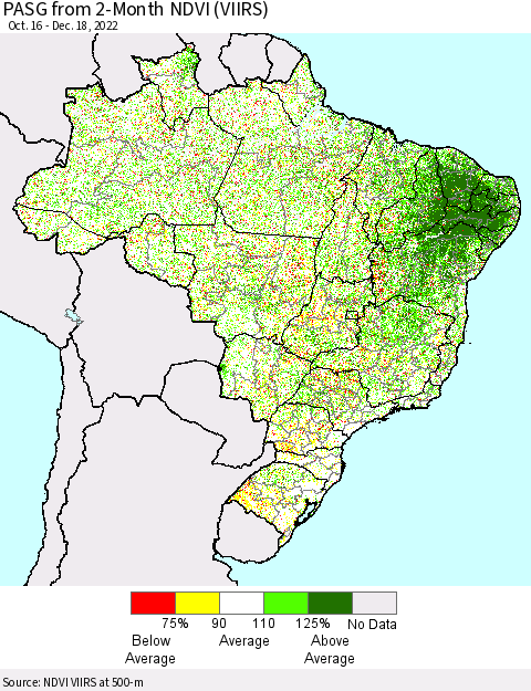 Brazil PASG from 2-Month NDVI (VIIRS) Thematic Map For 12/11/2022 - 12/18/2022