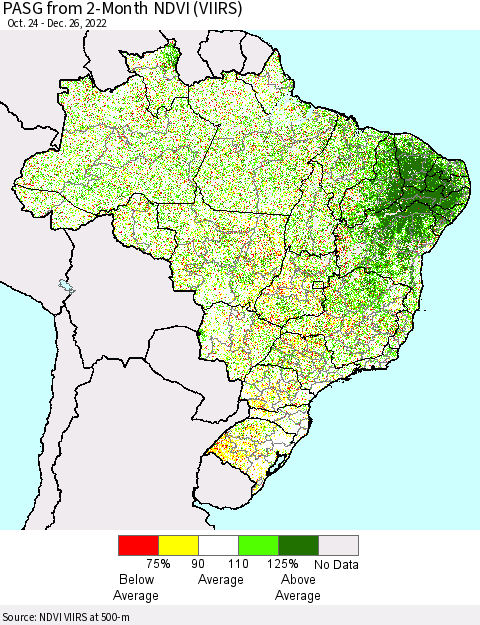 Brazil PASG from 2-Month NDVI (VIIRS) Thematic Map For 12/19/2022 - 12/26/2022