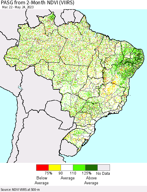 Brazil PASG from 2-Month NDVI (VIIRS) Thematic Map For 5/17/2023 - 5/24/2023