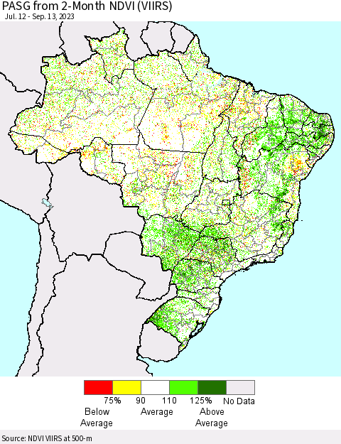 Brazil PASG from 2-Month NDVI (VIIRS) Thematic Map For 9/6/2023 - 9/13/2023