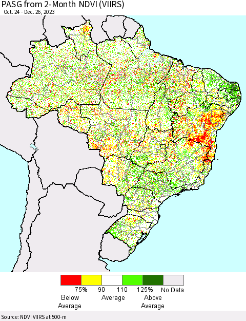 Brazil PASG from 2-Month NDVI (VIIRS) Thematic Map For 12/19/2023 - 12/26/2023