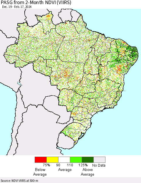 Brazil PASG from 2-Month NDVI (VIIRS) Thematic Map For 2/10/2024 - 2/17/2024