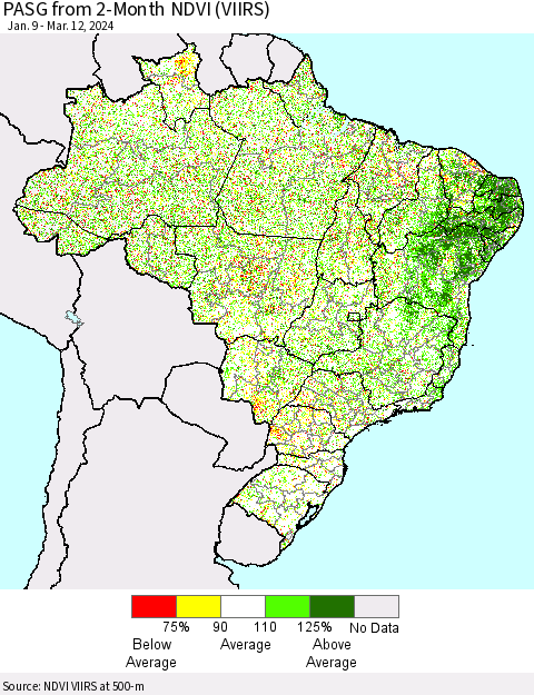 Brazil PASG from 2-Month NDVI (VIIRS) Thematic Map For 3/5/2024 - 3/12/2024