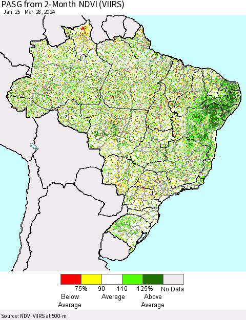 Brazil PASG from 2-Month NDVI (VIIRS) Thematic Map For 3/21/2024 - 3/28/2024