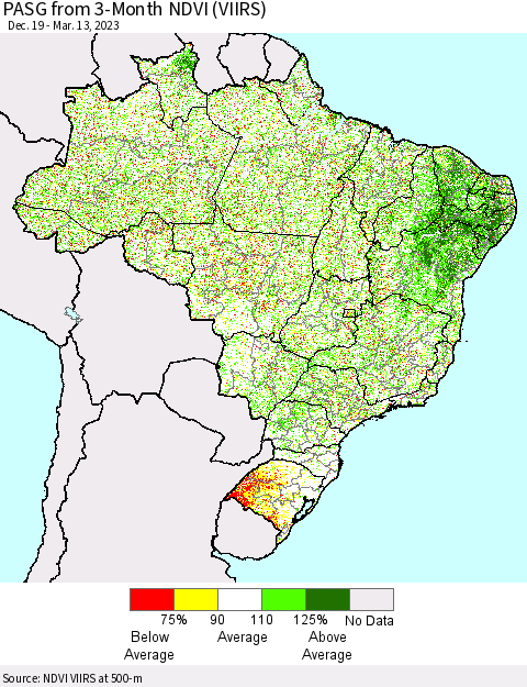 Brazil PASG from 3-Month NDVI (VIIRS) Thematic Map For 3/6/2023 - 3/13/2023