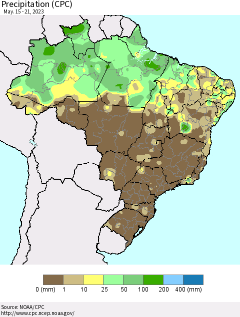 Brazil Precipitation (CPC) Thematic Map For 5/15/2023 - 5/21/2023