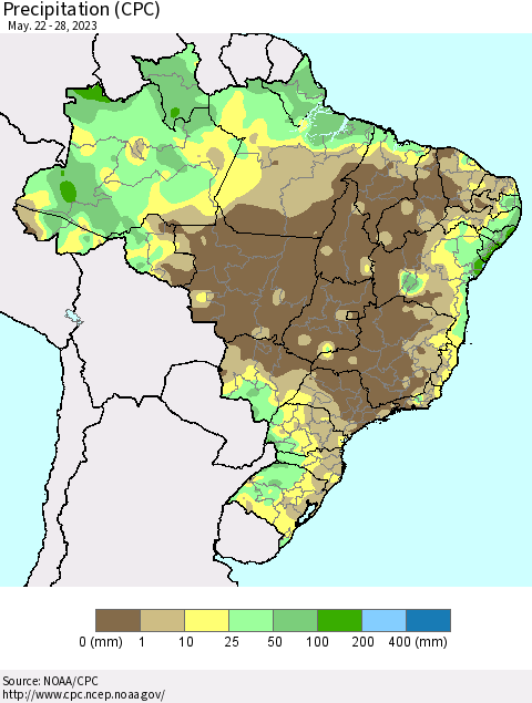 Brazil Precipitation (CPC) Thematic Map For 5/22/2023 - 5/28/2023