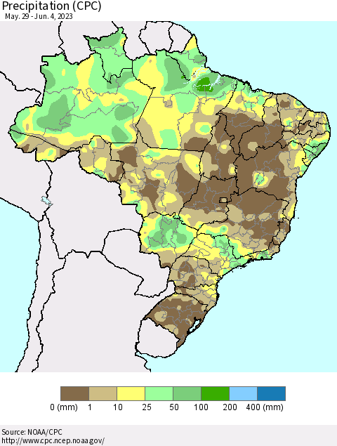 Brazil Precipitation (CPC) Thematic Map For 5/29/2023 - 6/4/2023