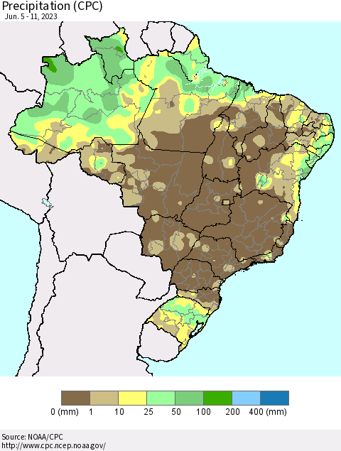 Brazil Precipitation (CPC) Thematic Map For 6/5/2023 - 6/11/2023