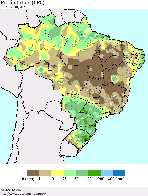 Brazil Precipitation (CPC) Thematic Map For 6/12/2023 - 6/18/2023