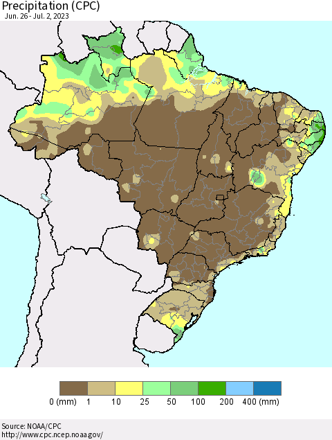 Brazil Precipitation (CPC) Thematic Map For 6/26/2023 - 7/2/2023