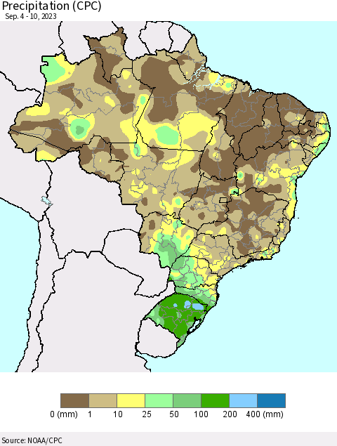 Brazil Precipitation (CPC) Thematic Map For 9/4/2023 - 9/10/2023