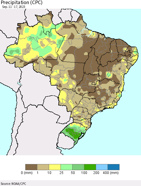 Brazil Precipitation (CPC) Thematic Map For 9/11/2023 - 9/17/2023