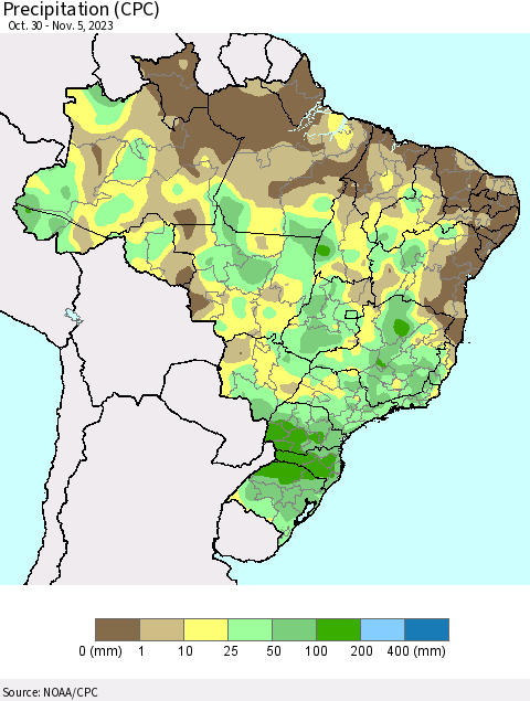 Brazil Precipitation (CPC) Thematic Map For 10/30/2023 - 11/5/2023