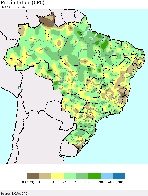 Brazil Precipitation (CPC) Thematic Map For 3/4/2024 - 3/10/2024