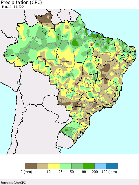 Brazil Precipitation (CPC) Thematic Map For 3/11/2024 - 3/17/2024