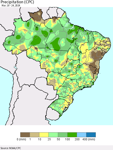 Brazil Precipitation (CPC) Thematic Map For 3/18/2024 - 3/24/2024